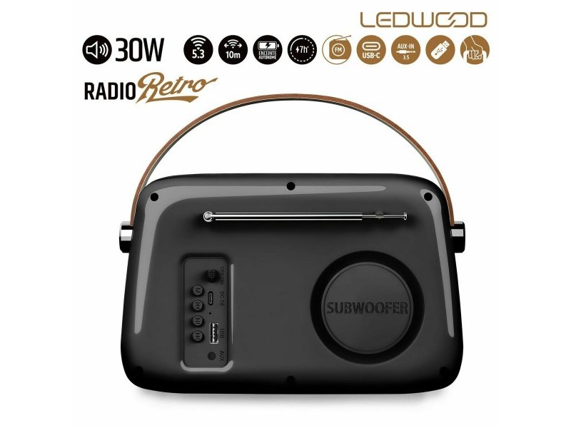 Радио-транзистор Ledwood ALMA NEGRO Черен 30 W