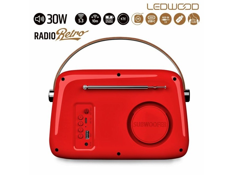 Радио-транзистор Ledwood ALMA RED Червен 30 W