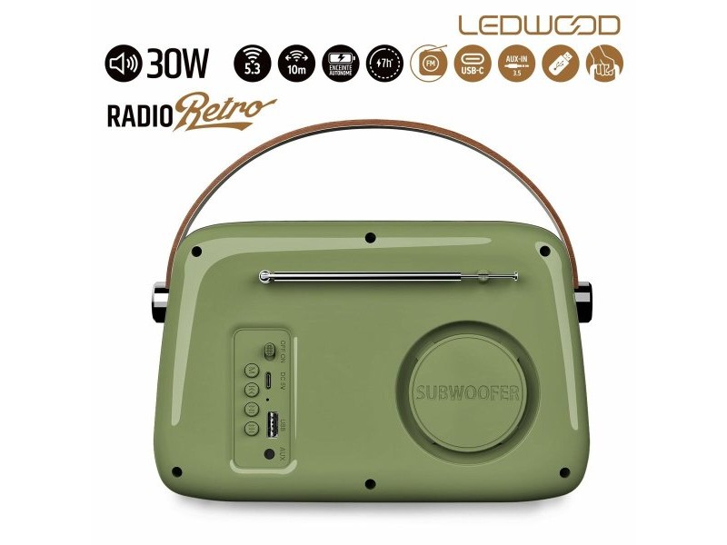 Радио-транзистор Ledwood ALMA GREY Зелен 30 W