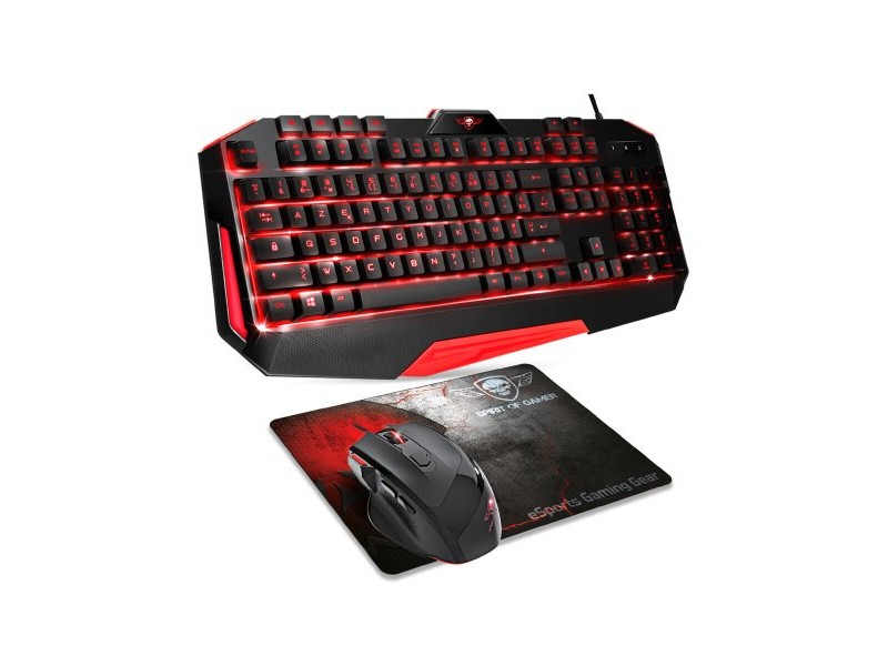 Клавиатура с мишка Spirit of Gamer SOG-3IN1-ES Черен Червен AZERTY