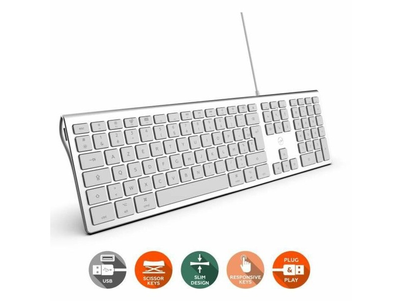 Клавиатура Mobility Lab Бял Сребрист Mac OS AZERTY