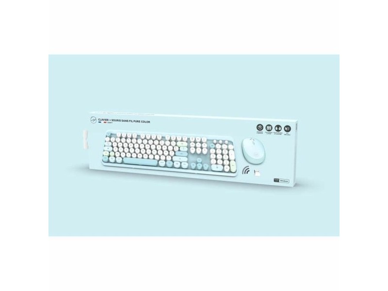 Клавиатура с мишка Mobility Lab Pure Color Син Azerty френски
