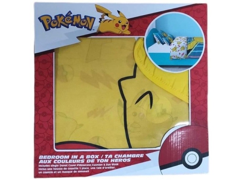 Комплект покривка за завивка Pokémon 30 x 7 x 30 cm Жълт 140 легло 4 Части