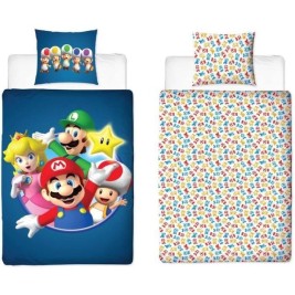 Комплект покривка за завивка Mario Bros 25 x 4 x 30 cm Син 140 легло 2 Части