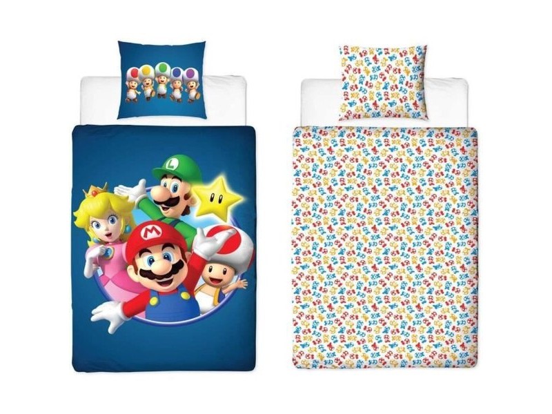 Комплект покривка за завивка Mario Bros 25 x 4 x 30 cm Син 140 легло 2 Части