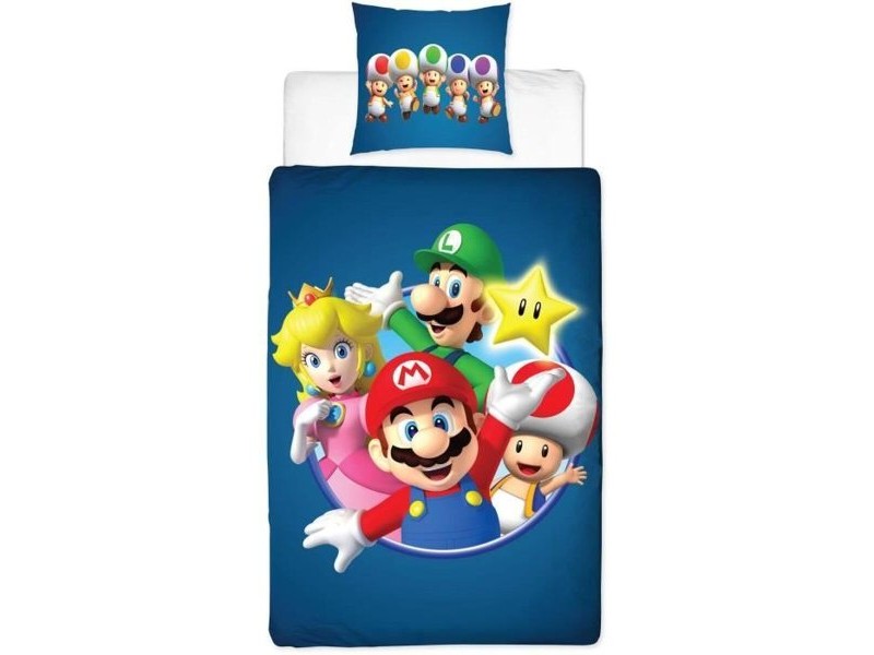 Комплект покривка за завивка Mario Bros 25 x 4 x 30 cm Син 140 легло 2 Части