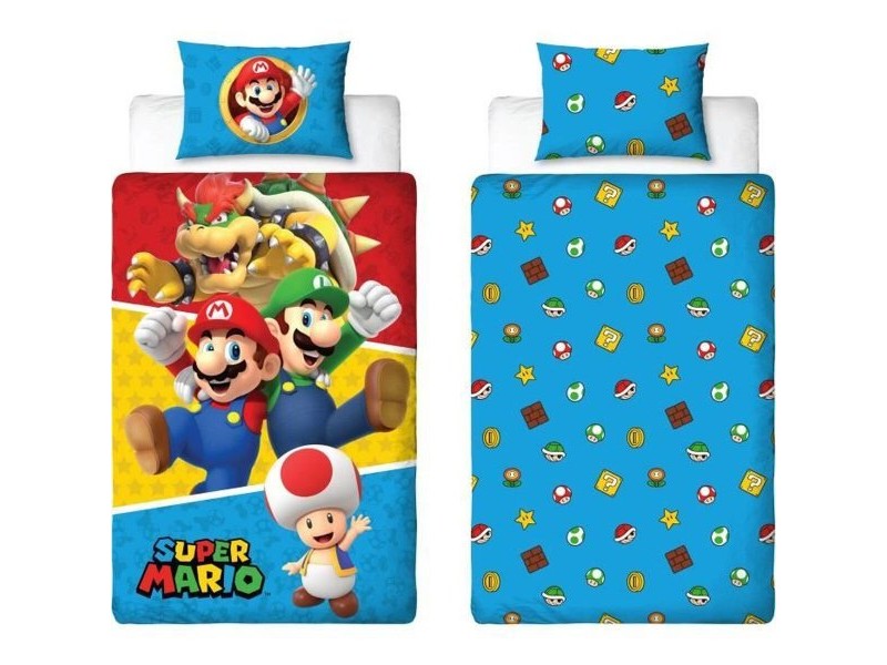 Комплект покривка за завивка Mario Bros 25 x 4 x 30 cm Многоцветен 140 легло 2 Части Комплект покривка за завивка Mario Bros 25 x 4 x 30 cm Многоцветен 140 легло 2 Части