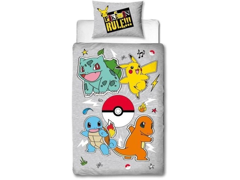 Комплект покривка за завивка Pokémon Сив 140 легло 2 Части