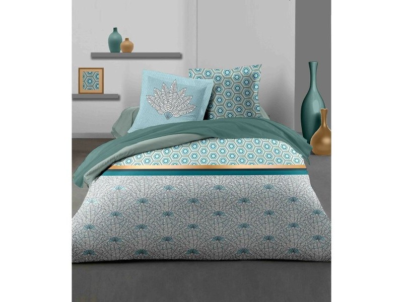 Комплект покривка за завивка HOME LINGE PASSION Бял Зелен Смарагдово Зелено Двойно легло 240 x 260 cm