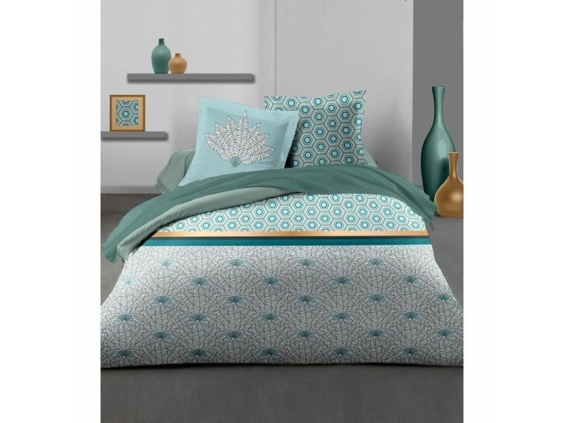 Комплект покривка за завивка HOME LINGE PASSION Бял Зелен Смарагдово Зелено Двойно легло 240 x 260 cm
