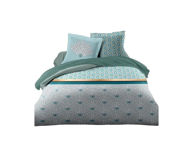 Комплект покривка за завивка HOME LINGE PASSION Бял Зелен Смарагдово Зелено Двойно легло 240 x 260 cm