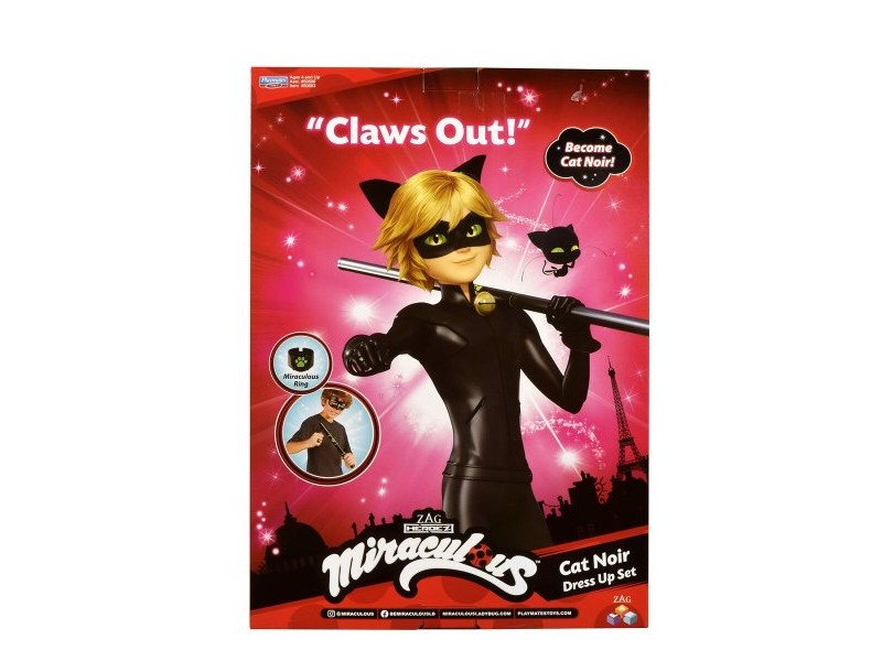 Маскировъчен костюм за деца Miraculous: Tales of Ladybug & Cat Noir Transformation Set - Cat Noir 4 Части Черен Многоцветен