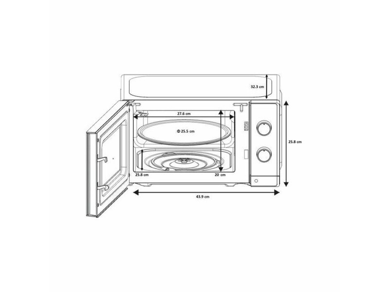 микровълновата фурна Oceanic OCAMO20B12 Черен 20 L