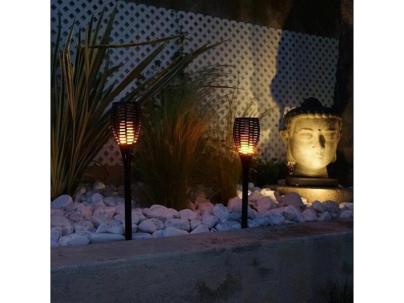 Комплект слънчеви градински фенери Lumi Garden Maity Sun Mini Черен Пластмаса 70 cm (2 броя)