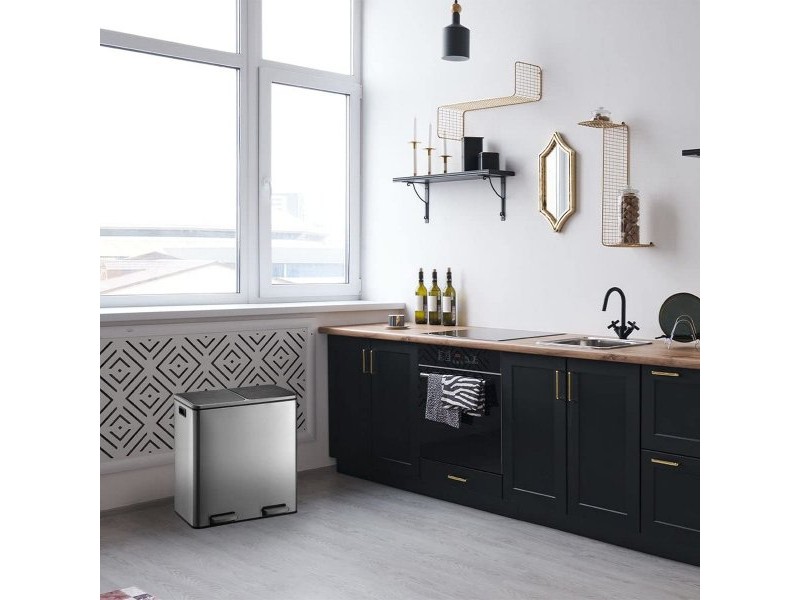 Кошче за Рециклирани Отпадъци Kitchen Move Неръждаема стомана (30 L x 2)