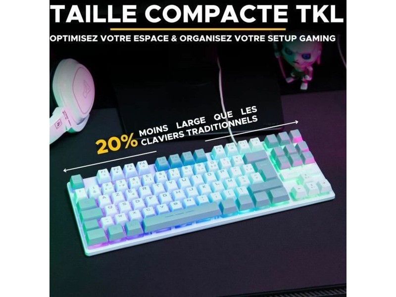 Клавиатура The G-Lab KEYZ CAESIUM Сив Azerty френски