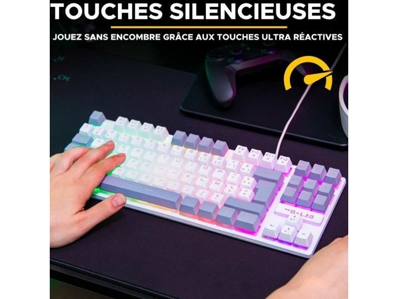 Клавиатура The G-Lab KEYZ CAESIUM Сив Azerty френски