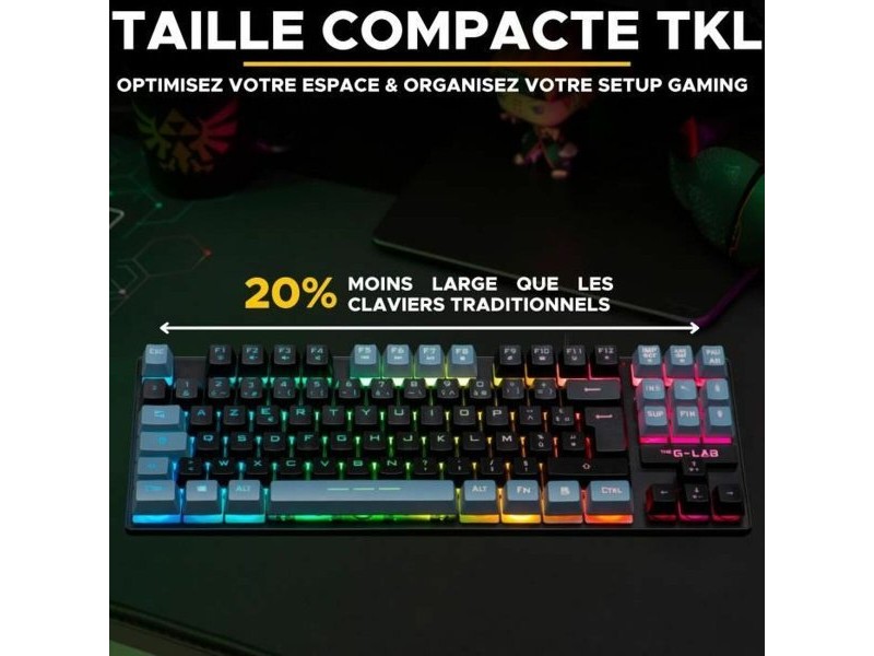 Клавиатура The G-Lab KEYZ CAESIUM Черен Сив Azerty френски Клавиатура The G-Lab KEYZ CAESIUM Черен Сив Azerty френски