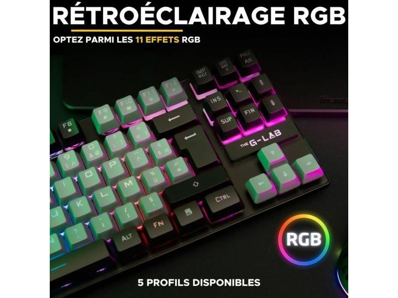 Клавиатура The G-Lab KEYZ CAESIUM Черен Сив Azerty френски