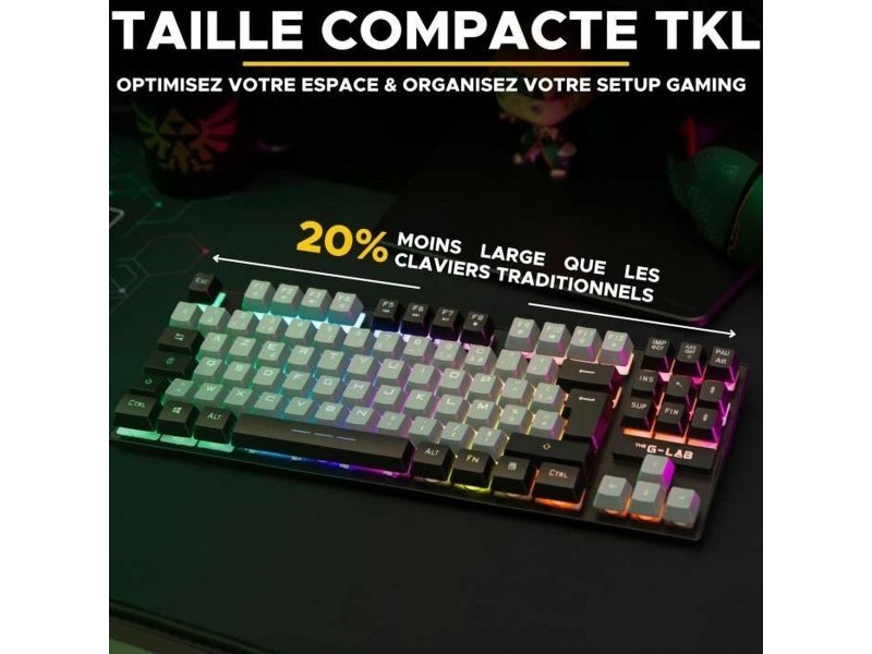 Клавиатура The G-Lab KEYZ CAESIUM Черен Сив Azerty френски