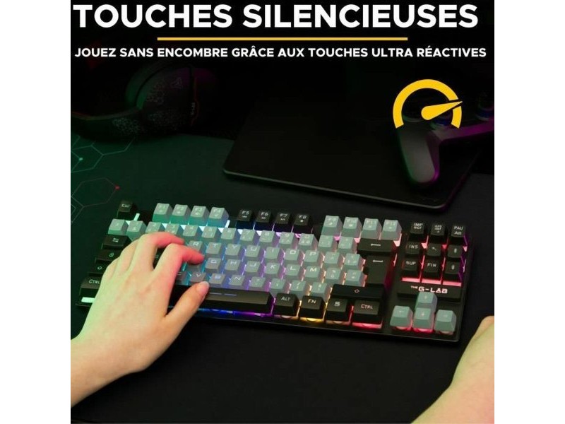 Клавиатура The G-Lab KEYZ CAESIUM Черен Сив Azerty френски