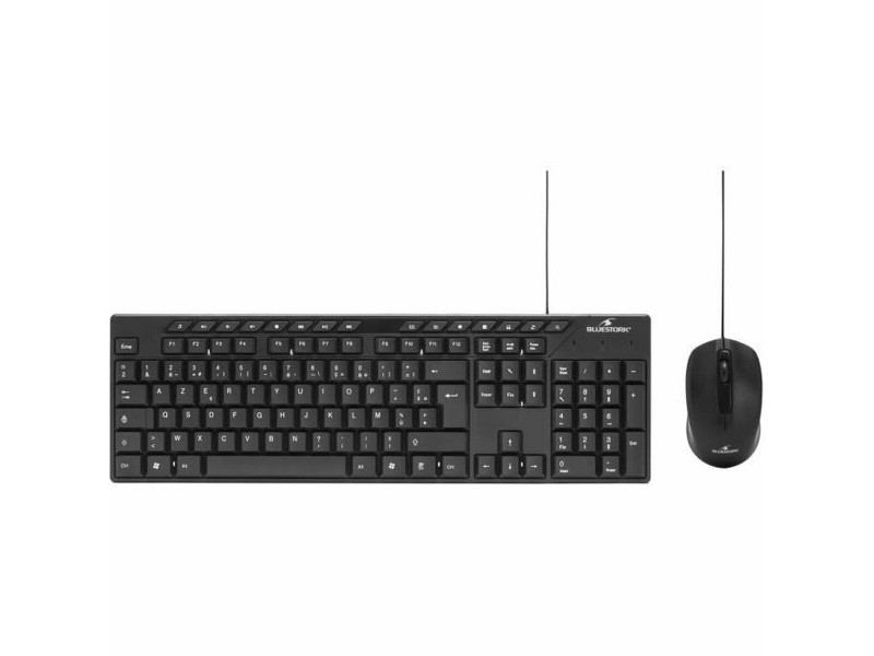 Клавиатура с мишка Bluestork MEDIA OFFICE Черен AZERTY