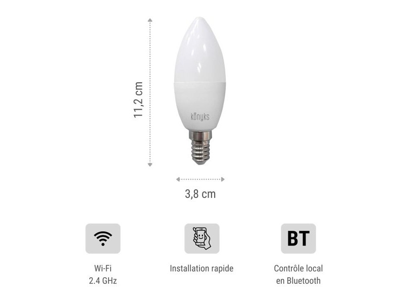 LED крушка за лампа тип свещ Konyks e14 Бял
