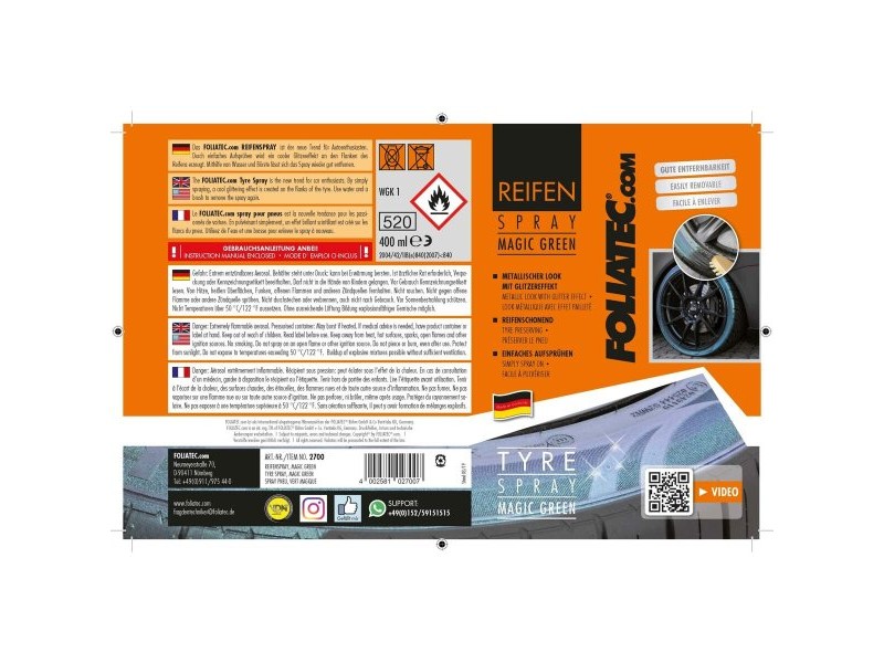 Спрей боя Foliatec Зелен Колела 400 ml