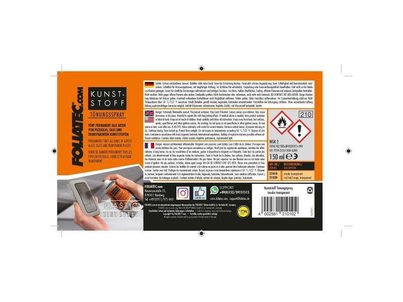 Спрей боя Foliatec 21020 Червен Боядисване Прозрачна 150 ml