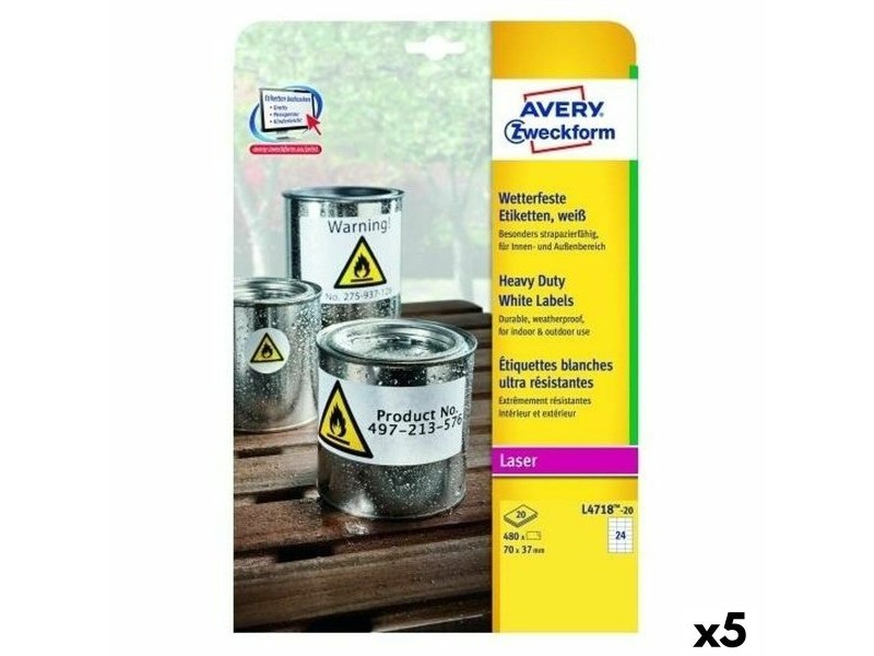 Етикети за принтер Avery L4718 20 Листи 99,1 x 139 mm (5 броя)