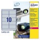 Етикети за принтер Avery Сребрист 20 Листи 96 x 50,8 mm (5 броя)