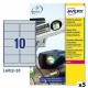 Етикети за принтер Avery Сребрист 20 Листи 96 x 50,8 mm (5 броя)