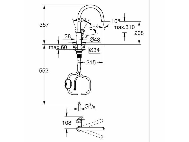 Смесител Grohe StartLoop C форма Месинг