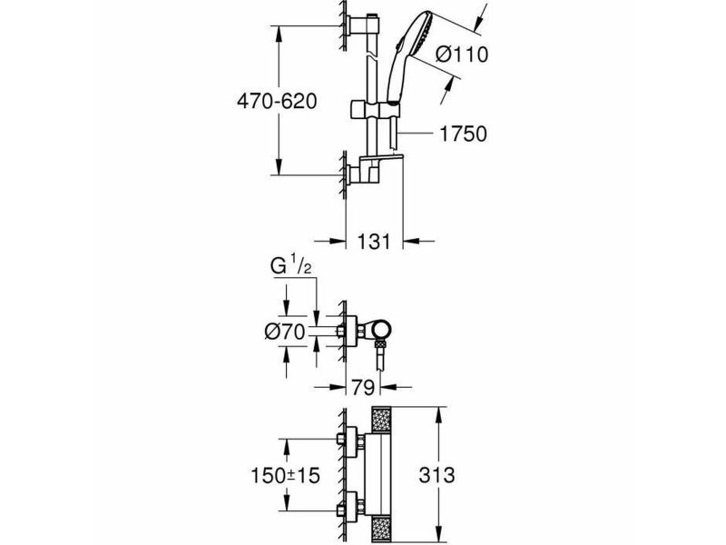 Душ Колона Grohe Precision Feel Пластмаса