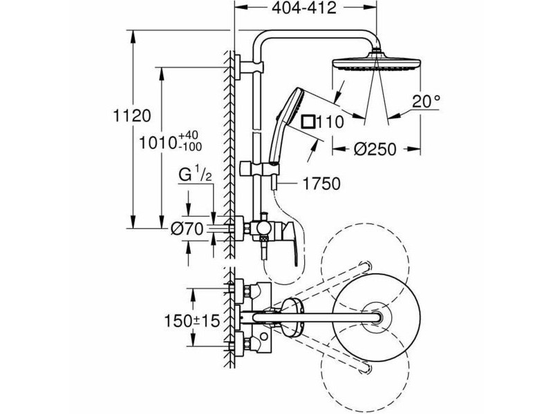 Душ Колона Grohe Vitalio Comfort 250
