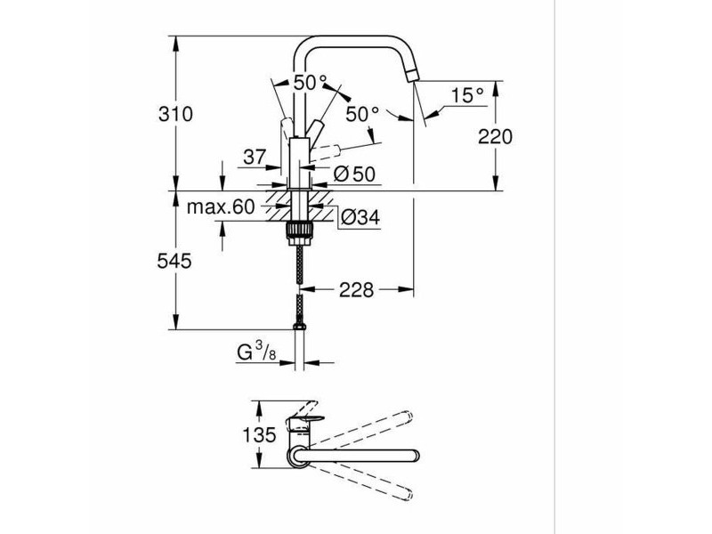 Смесител Grohe GROHE Start Черен Матово черно Месинг C форма