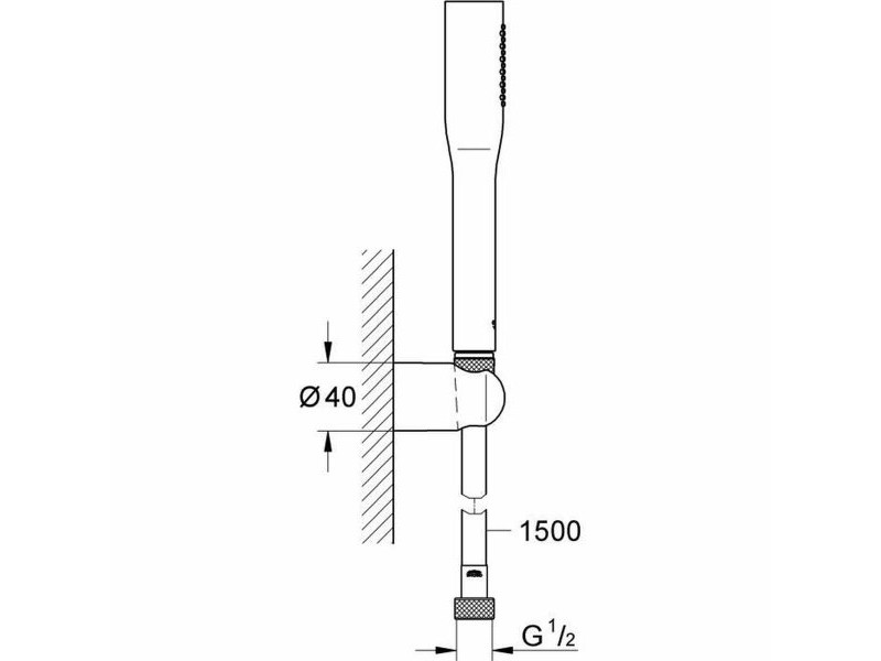 Слушалка за душ с маркуч за насочване на струята Grohe Vitalio Get Stick 27459000 Хромирано 150 cm 1 Позиция