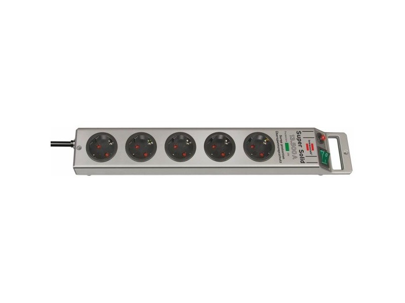 Контакт - 5 изхода с копче Brennenstuhl Super-Solid 3600 W (2,5 m)