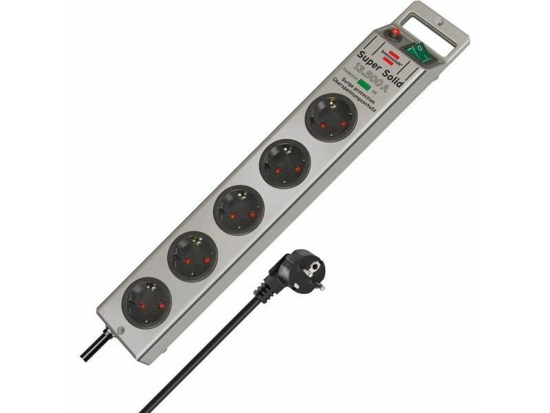Контакт - 5 изхода с копче Brennenstuhl Super-Solid 3600 W (2,5 m)