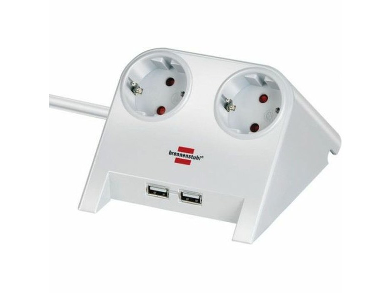 Табло с 2 гнезда с бутон за включване Brennenstuhl 1153520222 3600 W USB x 2 Настолна (1,8 m)