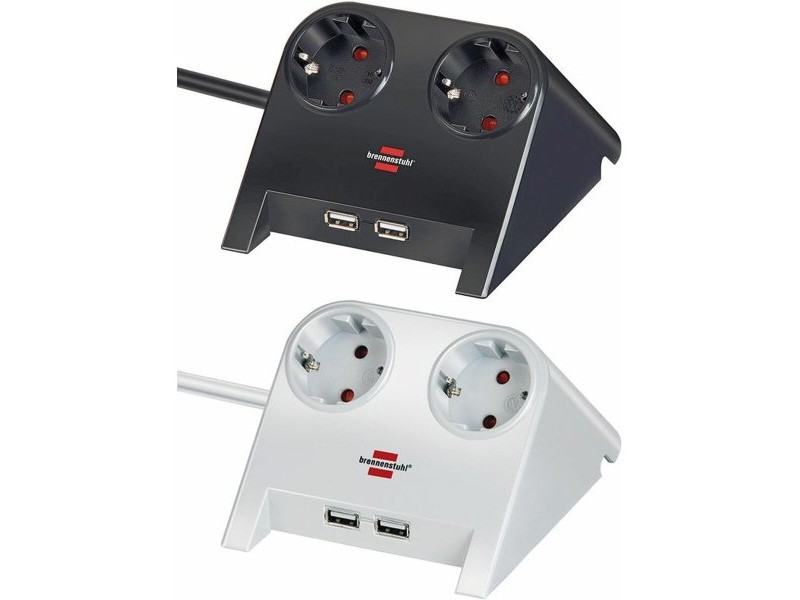 Табло с 2 гнезда с бутон за включване Brennenstuhl 1153520222 3600 W USB x 2 Настолна (1,8 m)