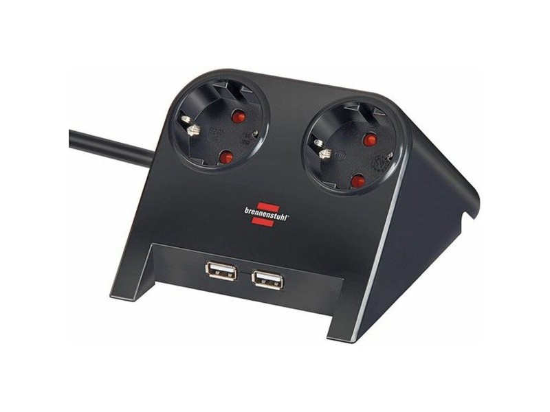 Табло с 2 гнезда с бутон за включване Brennenstuhl 1153520222 3600 W USB x 2 Настолна (1,8 m)