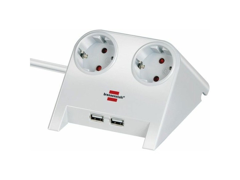 Табло с 2 гнезда с бутон за включване Brennenstuhl 1153520222 3600 W USB x 2 Настолна (1,8 m)