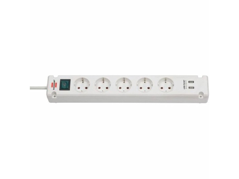 Контакт - 5 изхода с копче Brennenstuhl Bremounta 3600 W USB x 2 (3 m)
