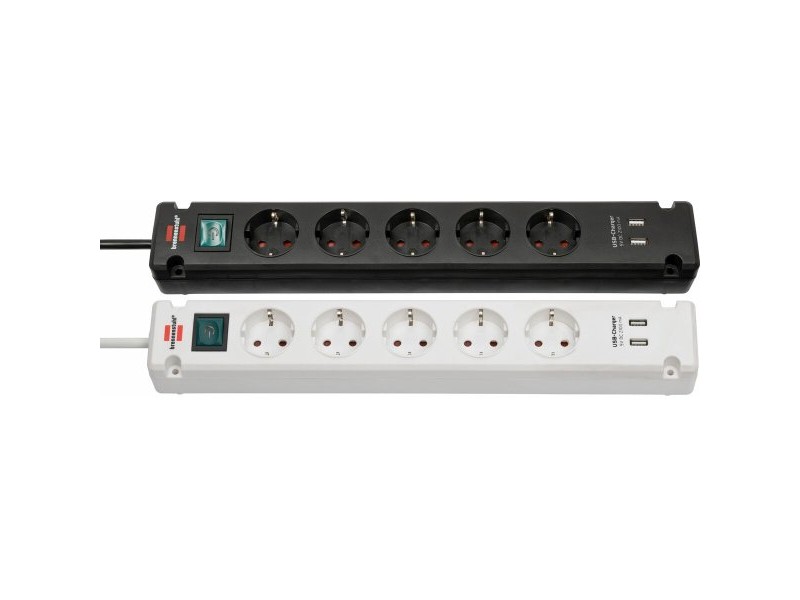 Контакт - 5 изхода с копче Brennenstuhl Bremounta 3600 W USB x 2 (3 m)