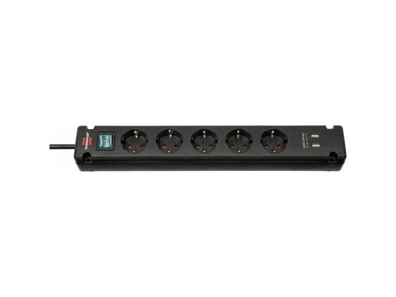 Контакт - 5 изхода с копче Brennenstuhl Bremounta 3600 W USB x 2 (3 m)