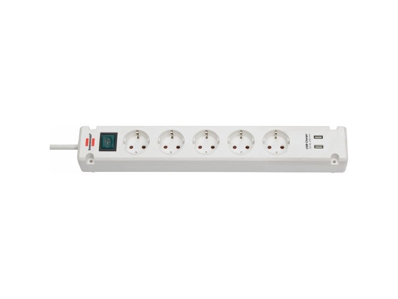 Контакт - 5 изхода с копче Brennenstuhl Bremounta 3600 W USB x 2 (3 m)