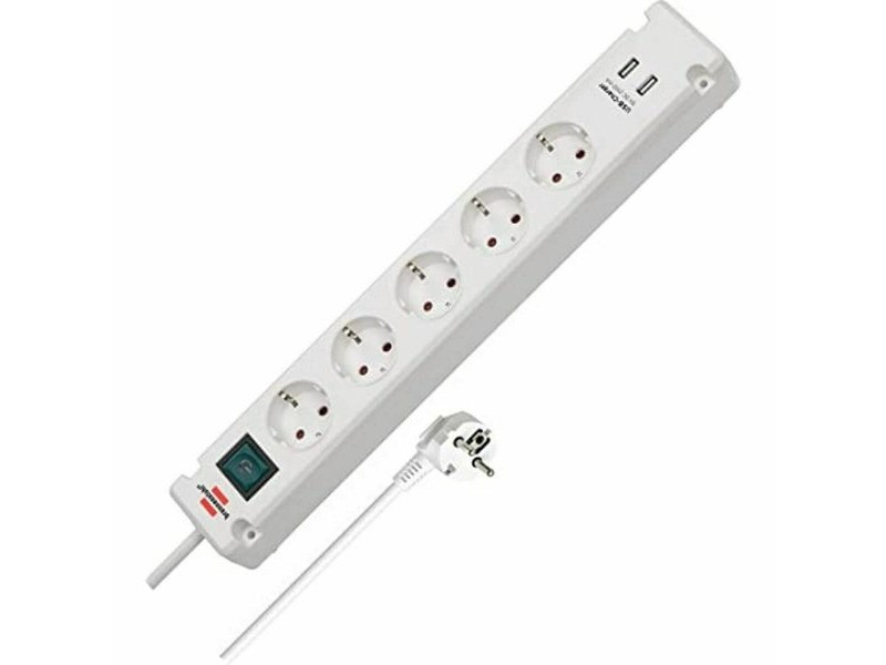 Контакт - 5 изхода с копче Brennenstuhl Bremounta 3600 W USB x 2 (3 m)