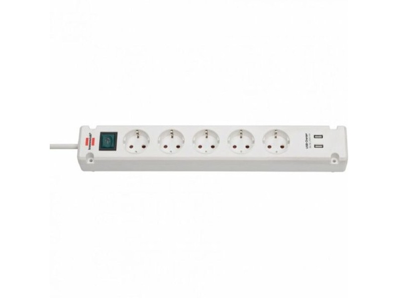Контакт - 5 изхода с копче Brennenstuhl Bremounta 3600 W USB x 2 (3 m)