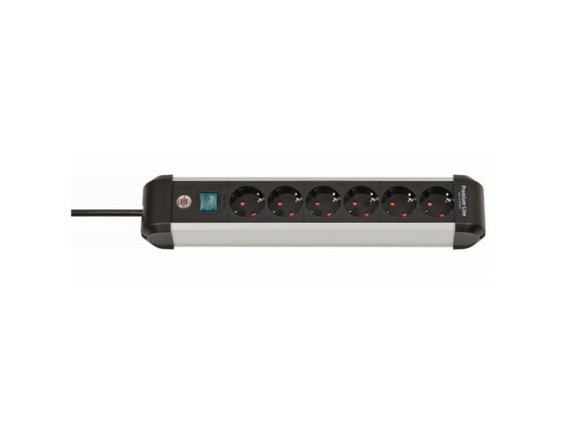 Контакт - 6 изхода с копче Brennenstuhl Premium-Alu-Line 3500 W (3 m)
